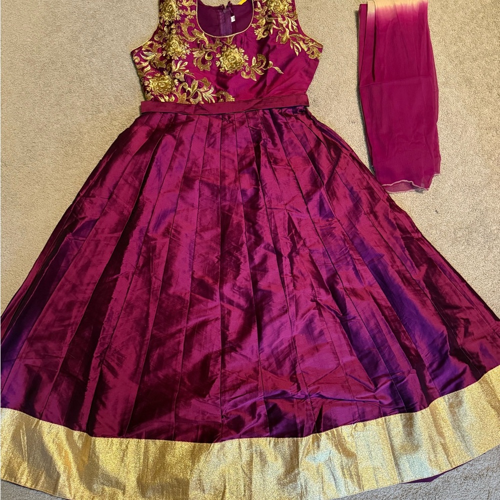 Elegant Purple and Gold Embroidered Anarkali